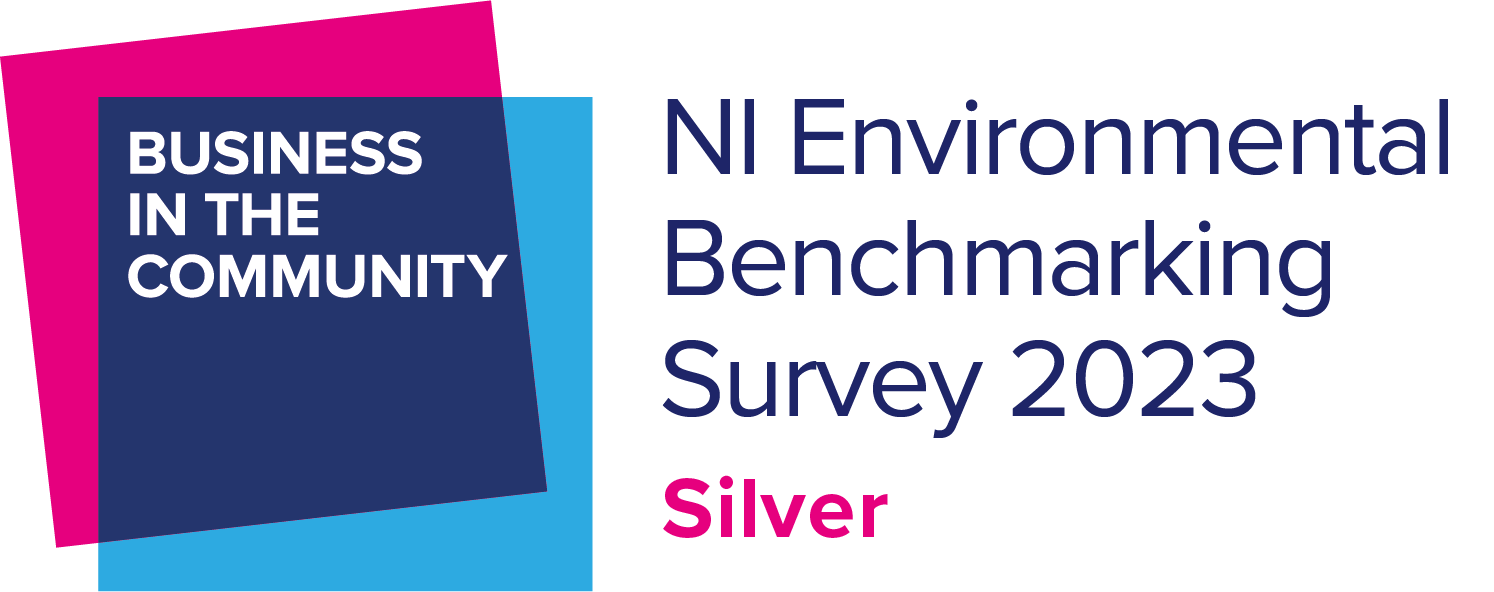 Image with text says "NI Environmental Benchmarking Survey 2023, Silver"