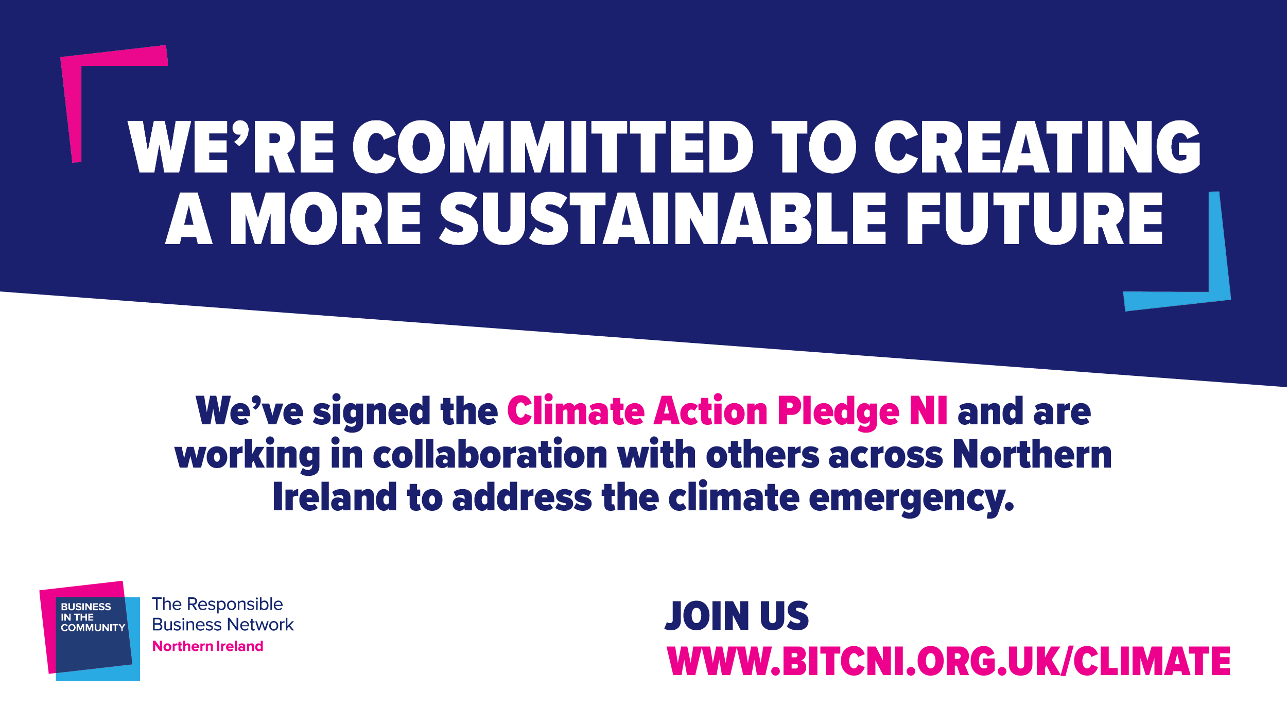 Pledge saying "We're committed to creating a more sustainable future"